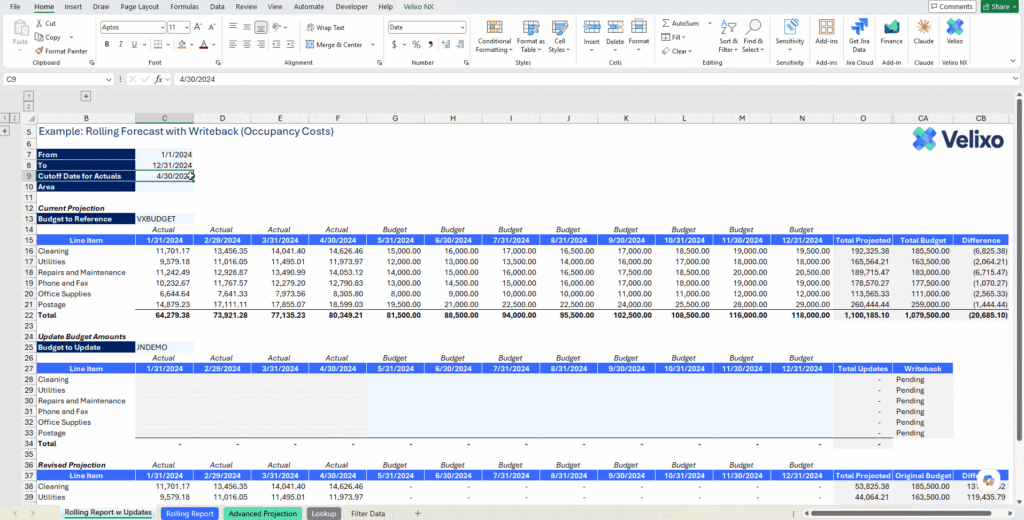 Business Central rolling forecasts
